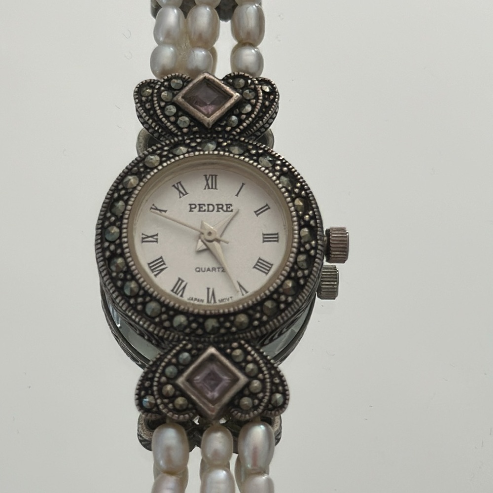 PEDRE 925 silver and real pearls watch